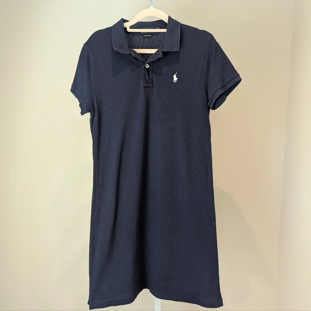 POLO Ralph Lauren Mini Mesh Navy Blue Polo Dress Preppy Sz M - Picture 3 of 11